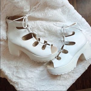 Nasty Gal white chunk heels